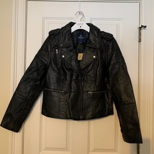 American Eagle Outfitters Black Faux Leather  Moto Jacket